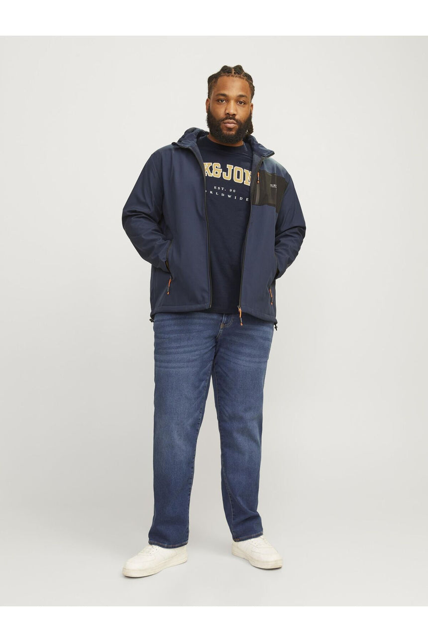 JACK&JONES JJECALEB VARSITY TEE SS O-NECK NOOS PLS 12258871 - Koyu Lacivert