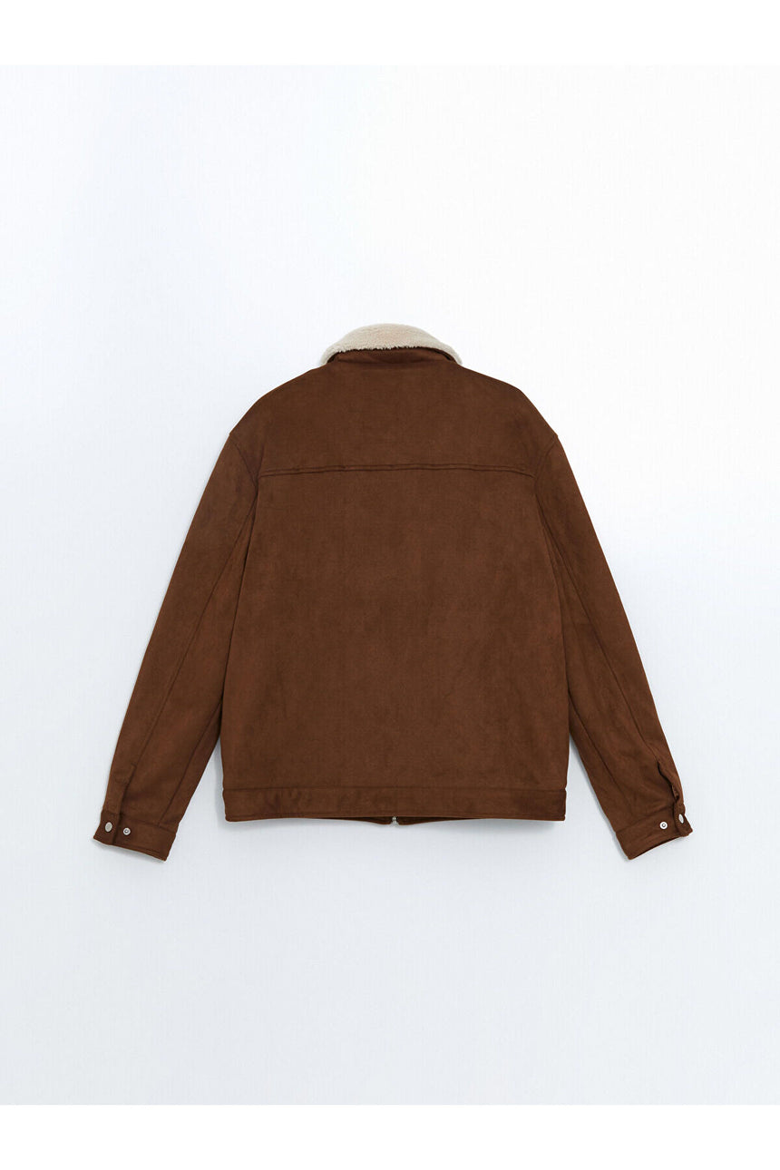 LC Waikiki Erkek Slim Fit Süet Görünümlü Mont - Açık Kahverengi