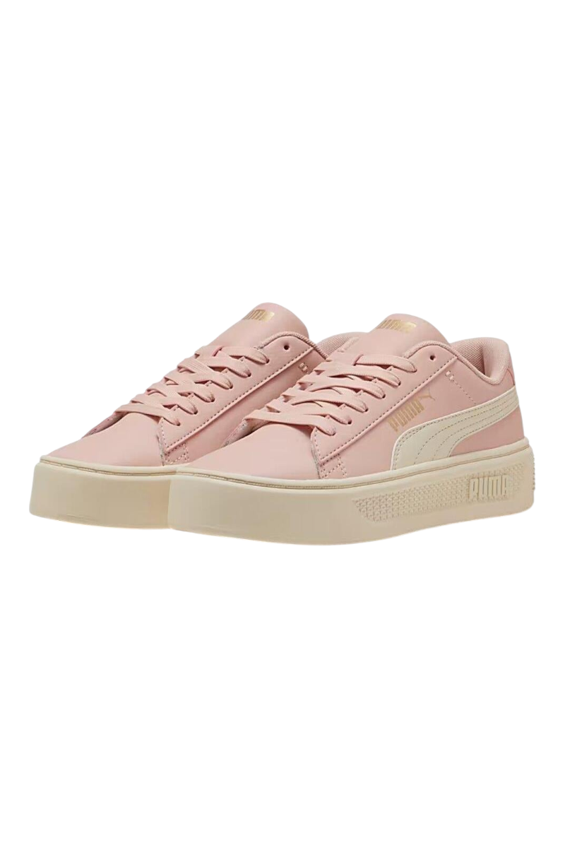 Sporline Puma Smash Platform v3 pembe renkli, altın detaylı, kalın tabanlı kadın günlük spor ayakkabı