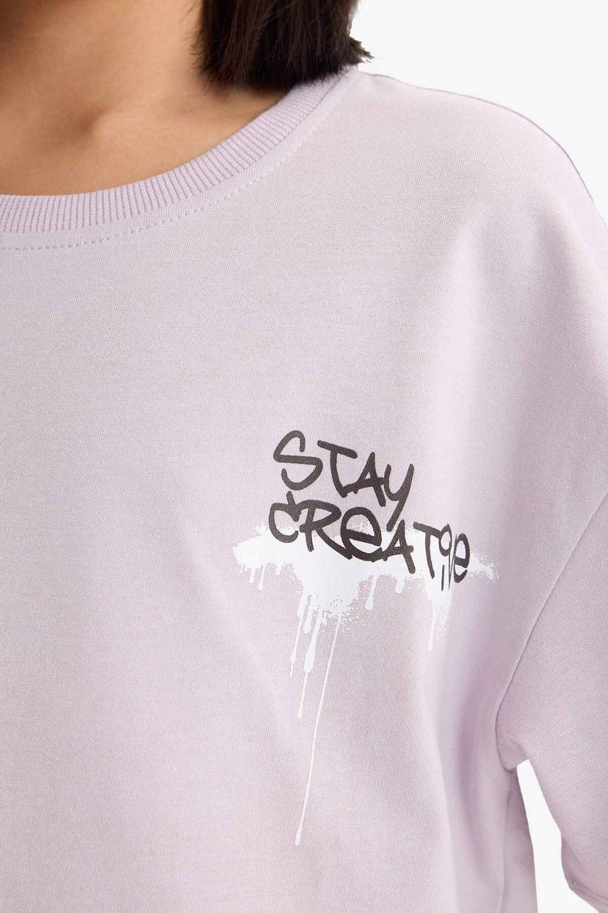 Defacto Çocuk Short Sleeve T-Shirt E0357A8 - Açık Lila