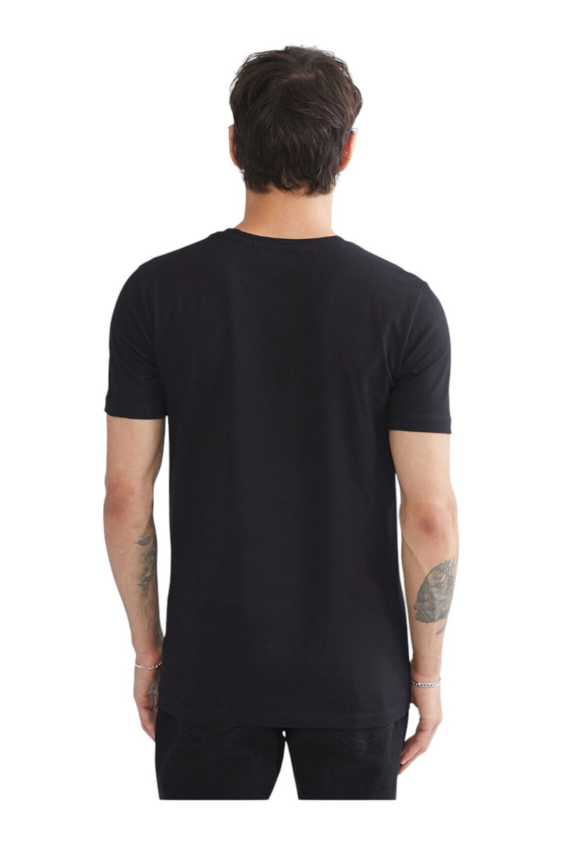 Sporline LC Waikiki siyah renkli, kısa kollu, pamuklu, slim fit erkek t-shirt arkadan görünüm