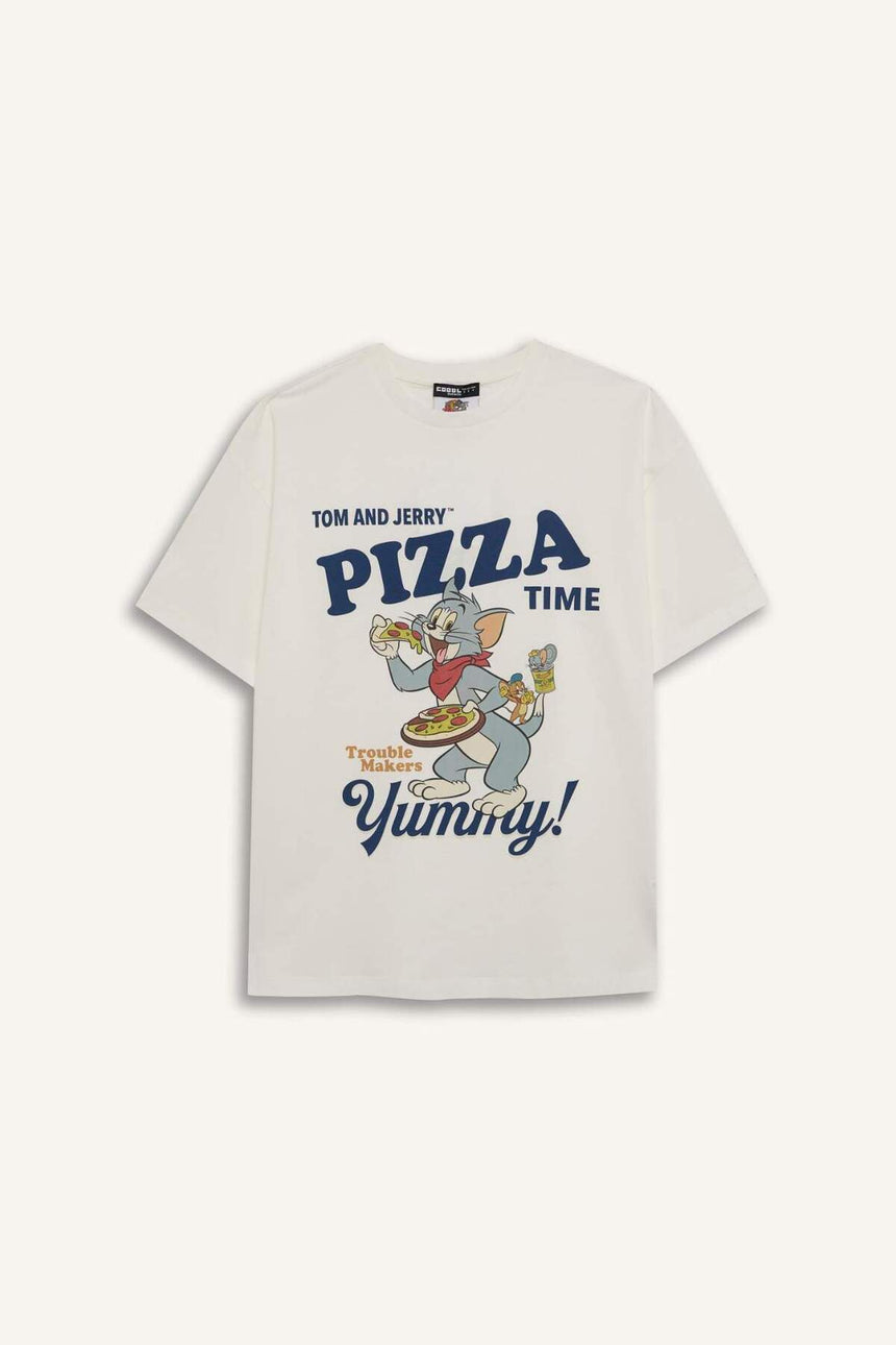Defacto Kadın Short Sleeve T-Shirt D9120Ax - Kırık Beyaz