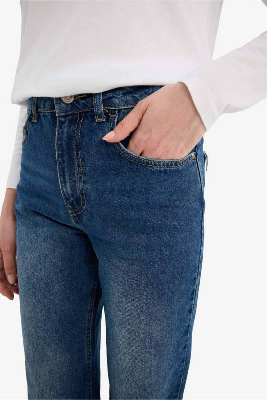 DeFacto Kadın Wide Leg Jean Pantolon G8848AX - Koyu Mavi