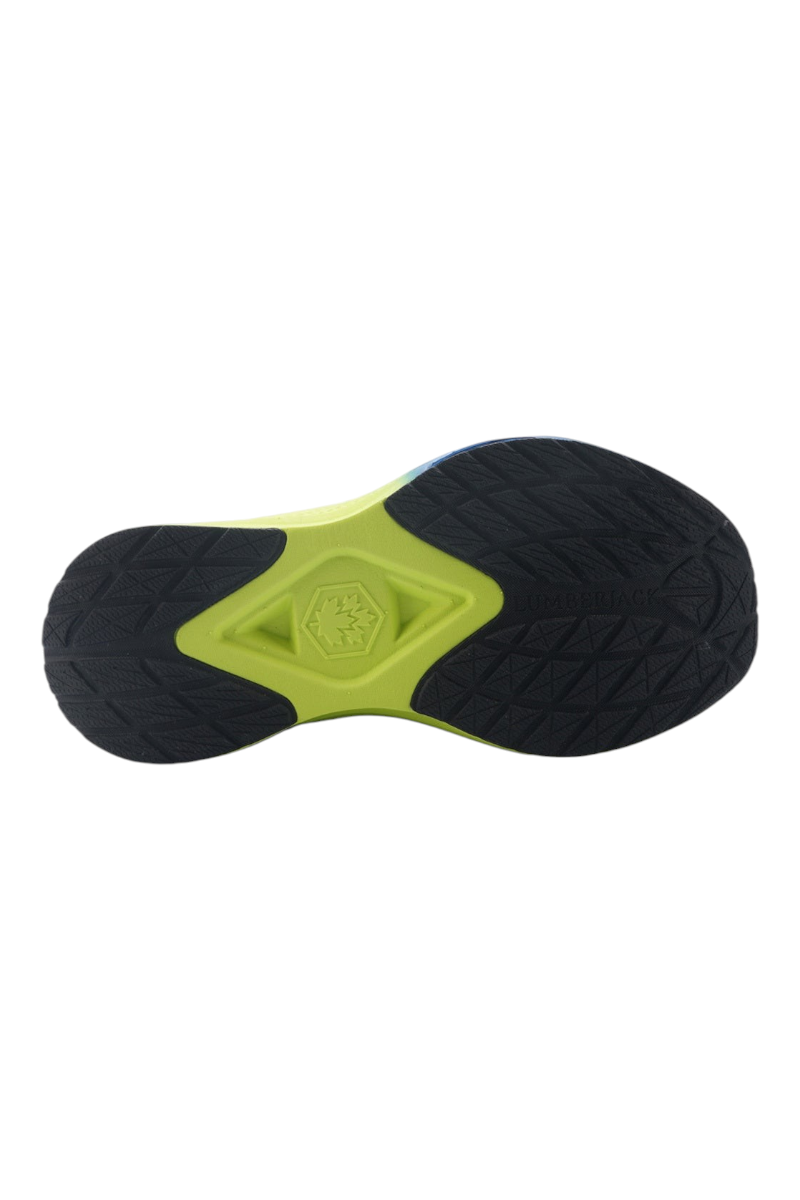 Sporline Lumberjack Westy çocuk koşu ayakkabısı, siyah ve neon yeşil detaylı dayanıklı kauçuk dış taban tasarımı.
