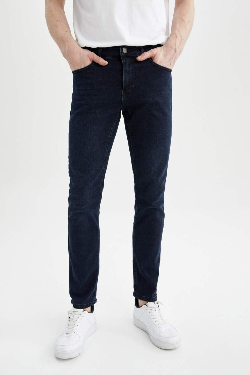 DeFacto W7086AZ Erkek Jean Pantolon - Mavi / Siyah