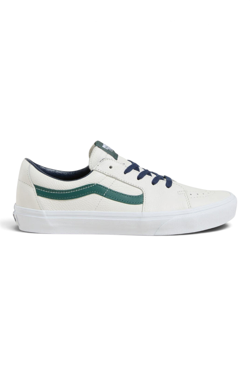 Sporline Vans beyaz ve yeşil deri unisex düşük bilekli sneaker