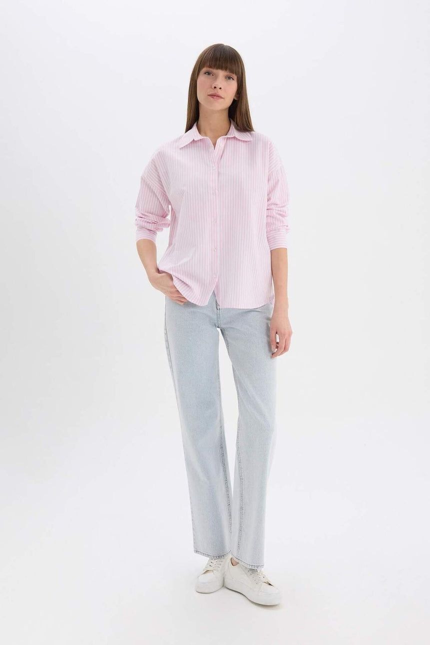 Defacto Kadın Long Sleeve Shirt D4512Ax - Pembe