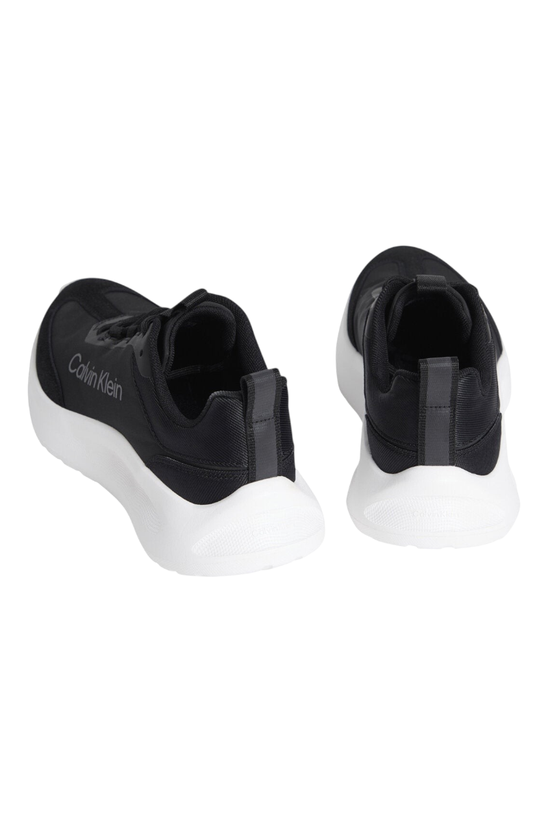 Sporline Calvin Klein siyah polyester kadın günlük spor ayakkabı, beyaz kalın tabanlı modern tasarım