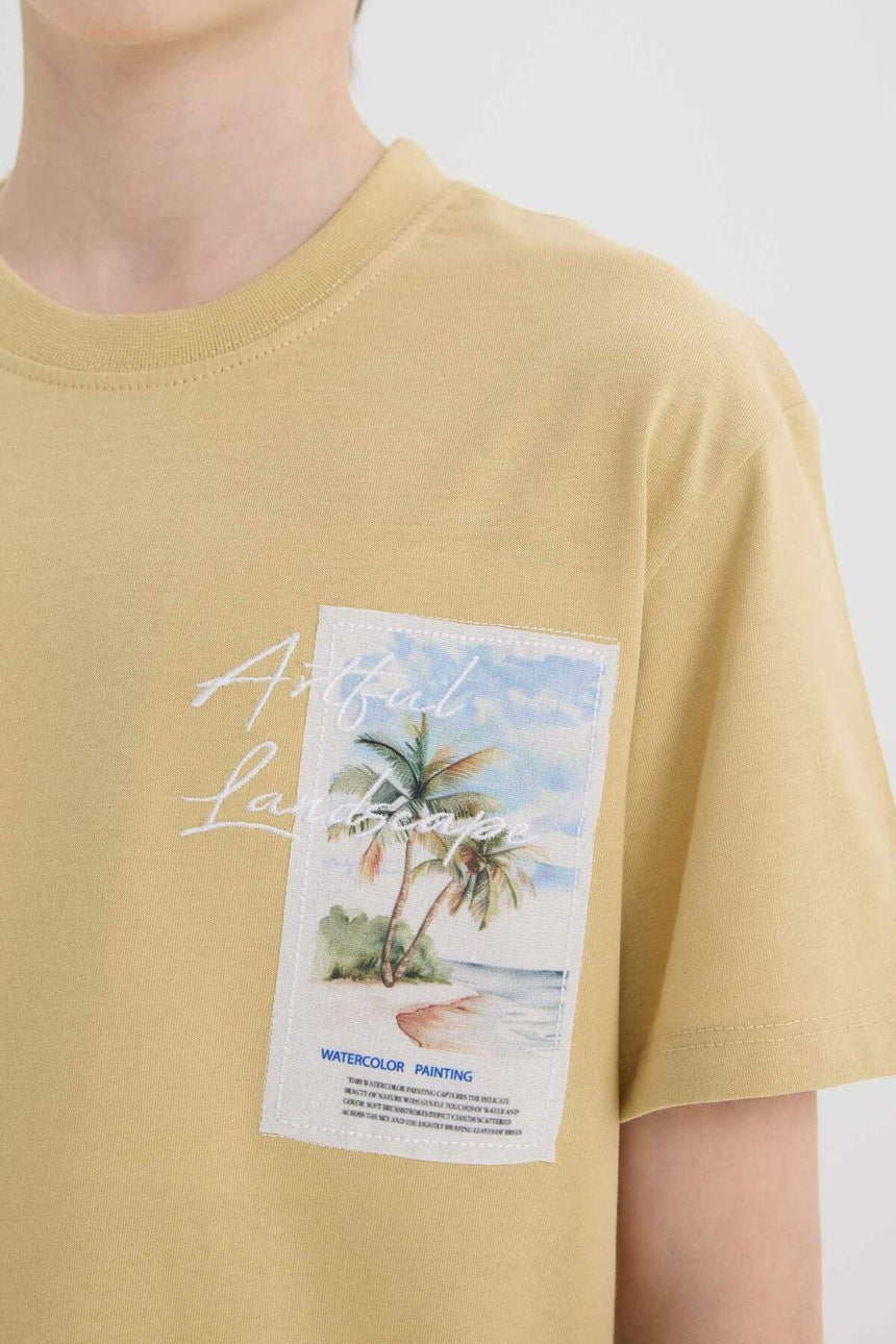Defacto Çocuk Short Sleeve T-Shirt E3743A8 - Açık Kahve