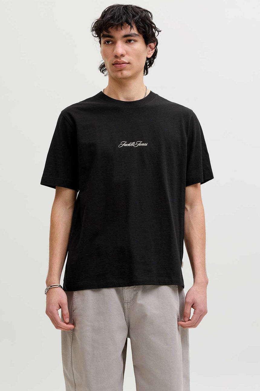 JACK&JONES JORCASSIS AOP ELEMENT TEE SS CN PLS 12297128 - Siyah