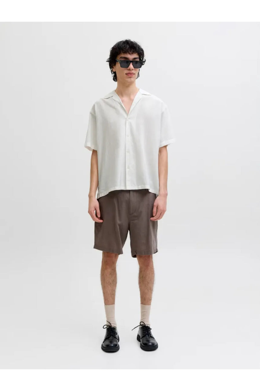 JACK&JONES JJEBREEZE LINEN BLEND RESORT SHIRT SS SN 12288594 - Beyaz