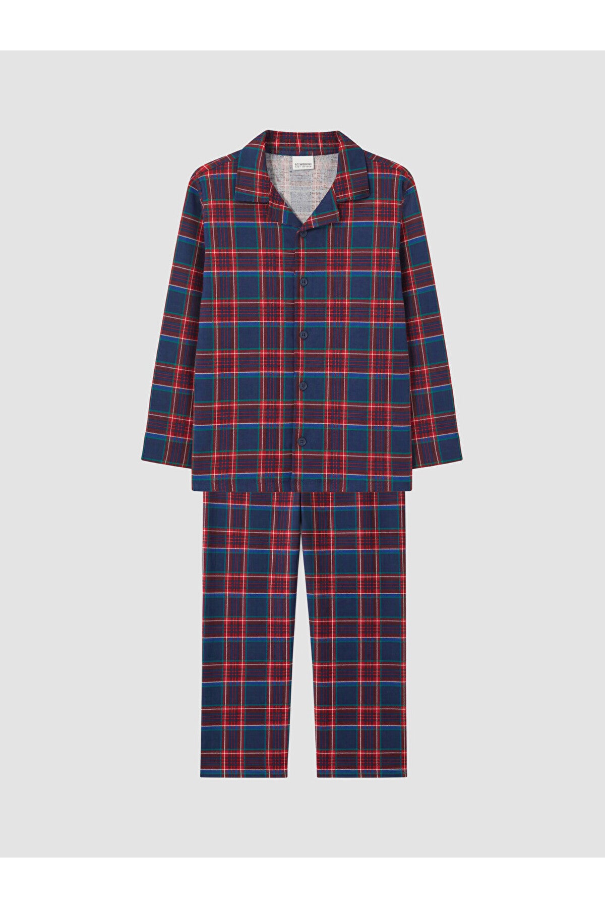 LC Waikiki Erkek Çocuk Ekose Pijama Takımı W6O247D4 - Koyu Lacivert
