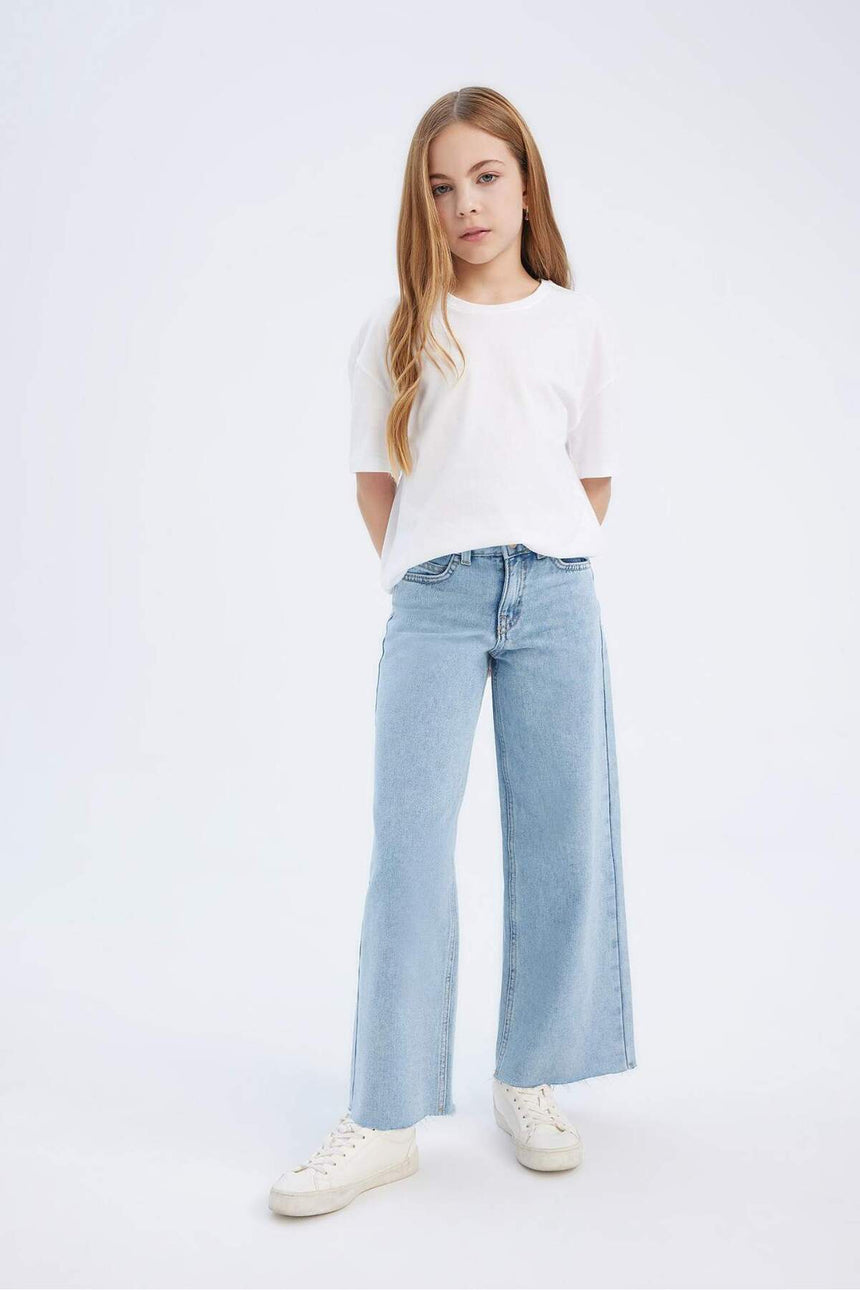 DeFacto Çocuk Wide Leg Jean Pantolon D7092A8 - Açık Mavi