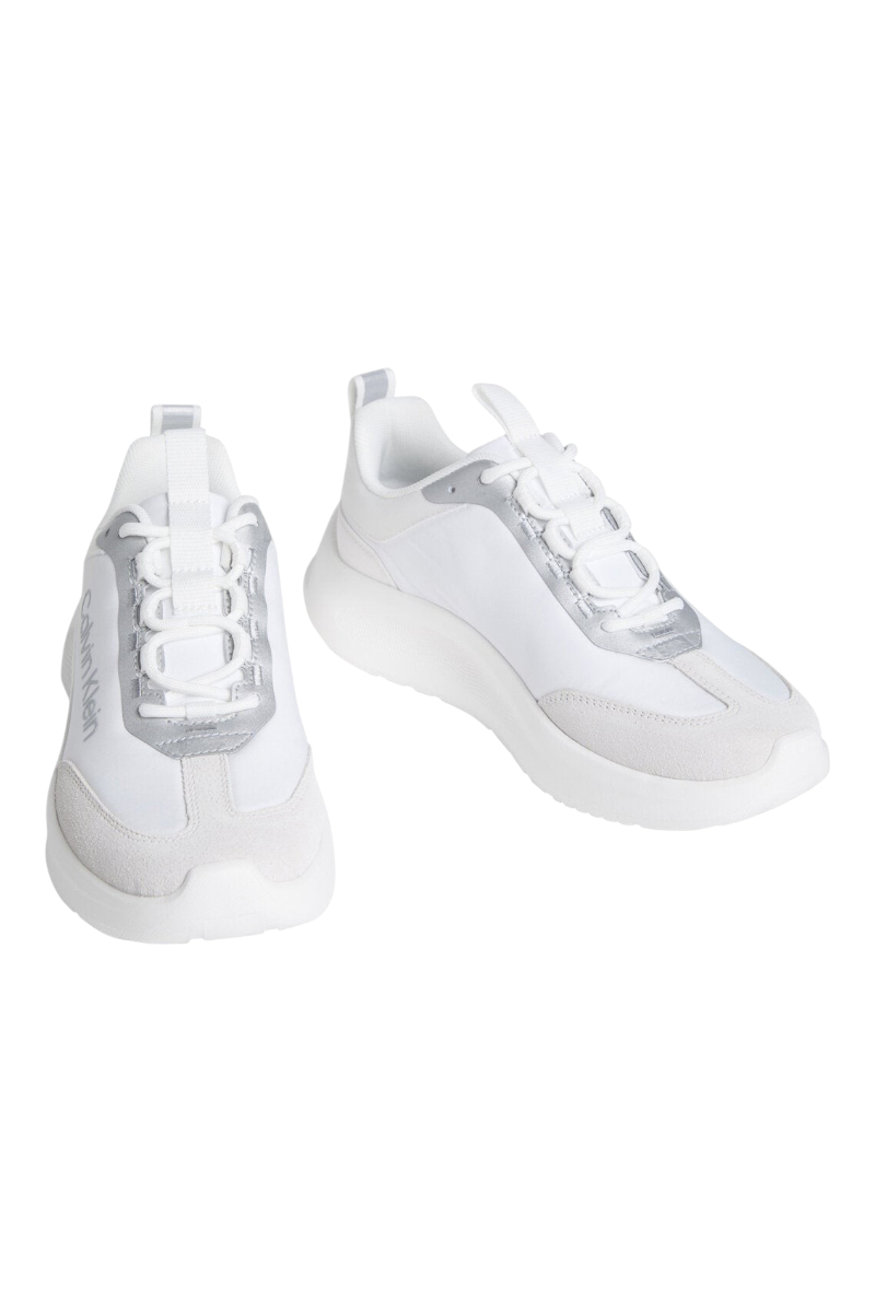 Sporline Calvin Klein beyaz polyester kadın günlük spor ayakkabı, modern tasarım ve rahat taban yapısı