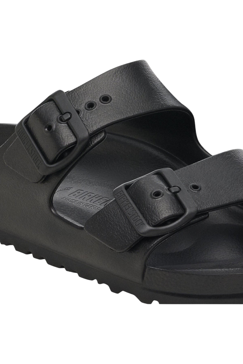 Sporline Birkenstock Arizona Eva siyah kadın terlik, çift tokalı tasarım ve anatomik taban yapısı ile.