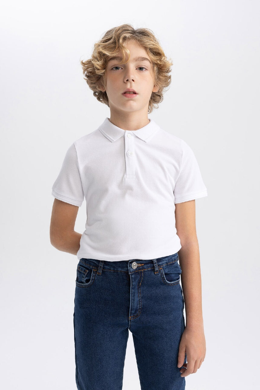 DeFacto K1689A6 Çocuk Polo Yaka T-Shirt - Beyaz