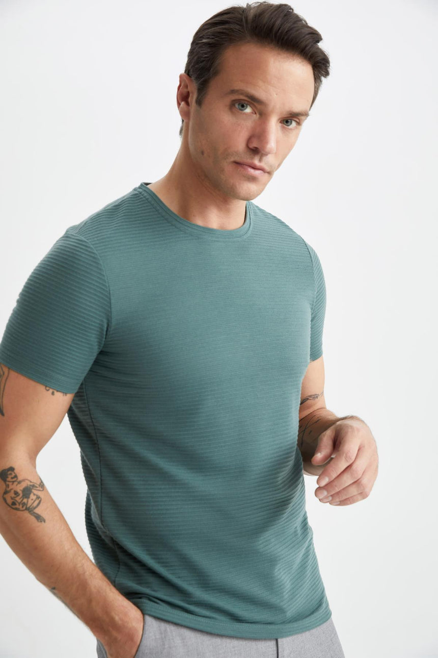 DeFacto M6608AZ Erkek T-Shirt - Yeşil