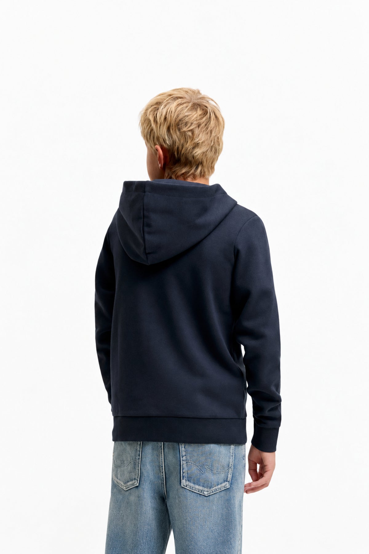 Jack & Jones Junior Logo Erkek Çocuk Kapüşonlu Fermuarlı Sweatshirt 12299632 - Koyu Lacivert