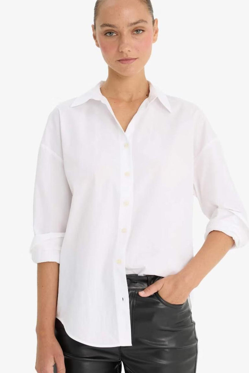 Defacto Kadın Long Sleeve Shirt T8735AZ - Beyaz