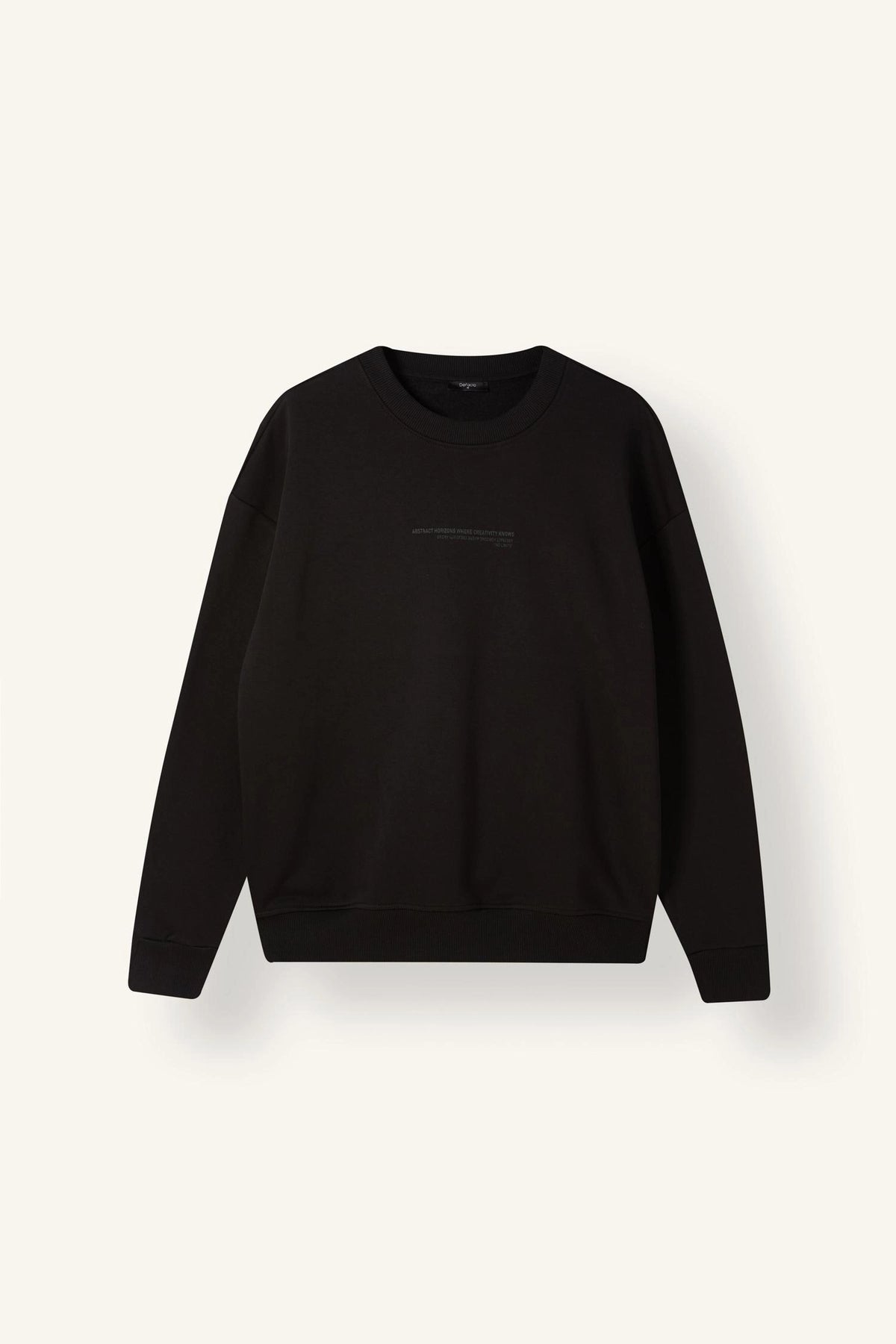 DeFacto Erkek Baskılı Sweatshirt X8282AZ - Siyah
