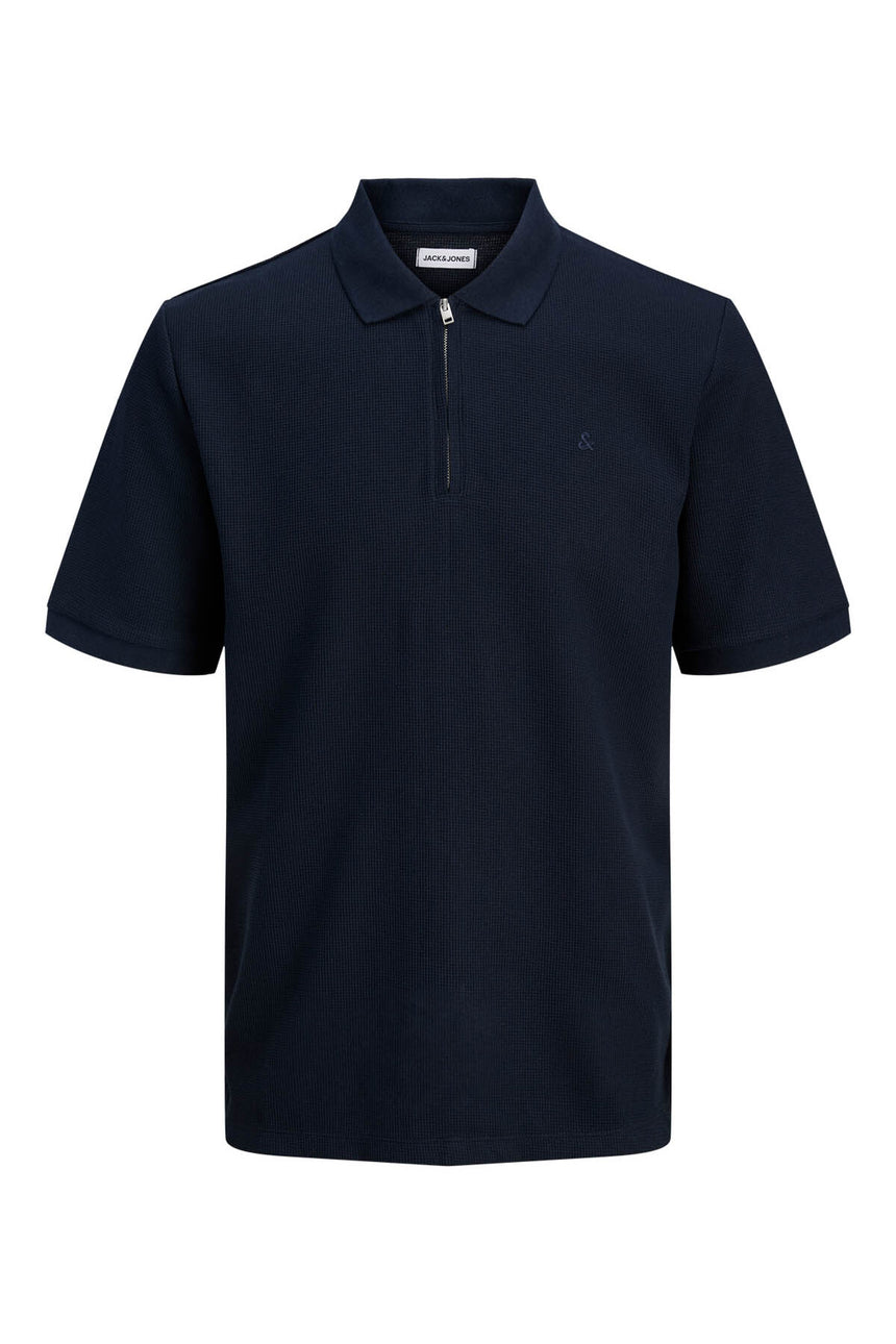 JACK&JONES POLO SHIRT MALE KNIT PRE58/CO39/EA3 12279177 - Koyu Lacivert