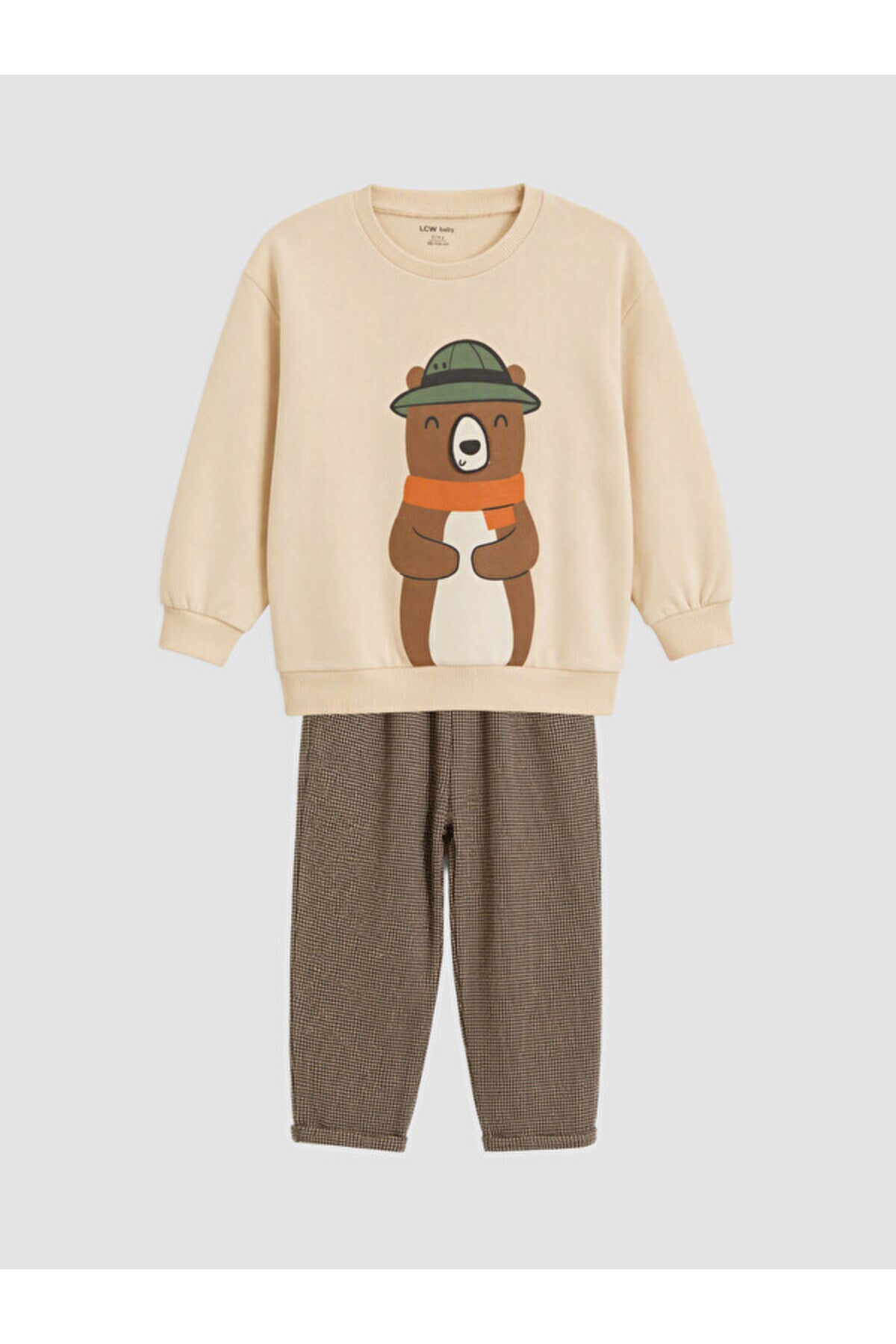 LC Waikiki Erkek Bebek Sweatshirt Pantolon Takımı W6E031D1 - Açık Kahve