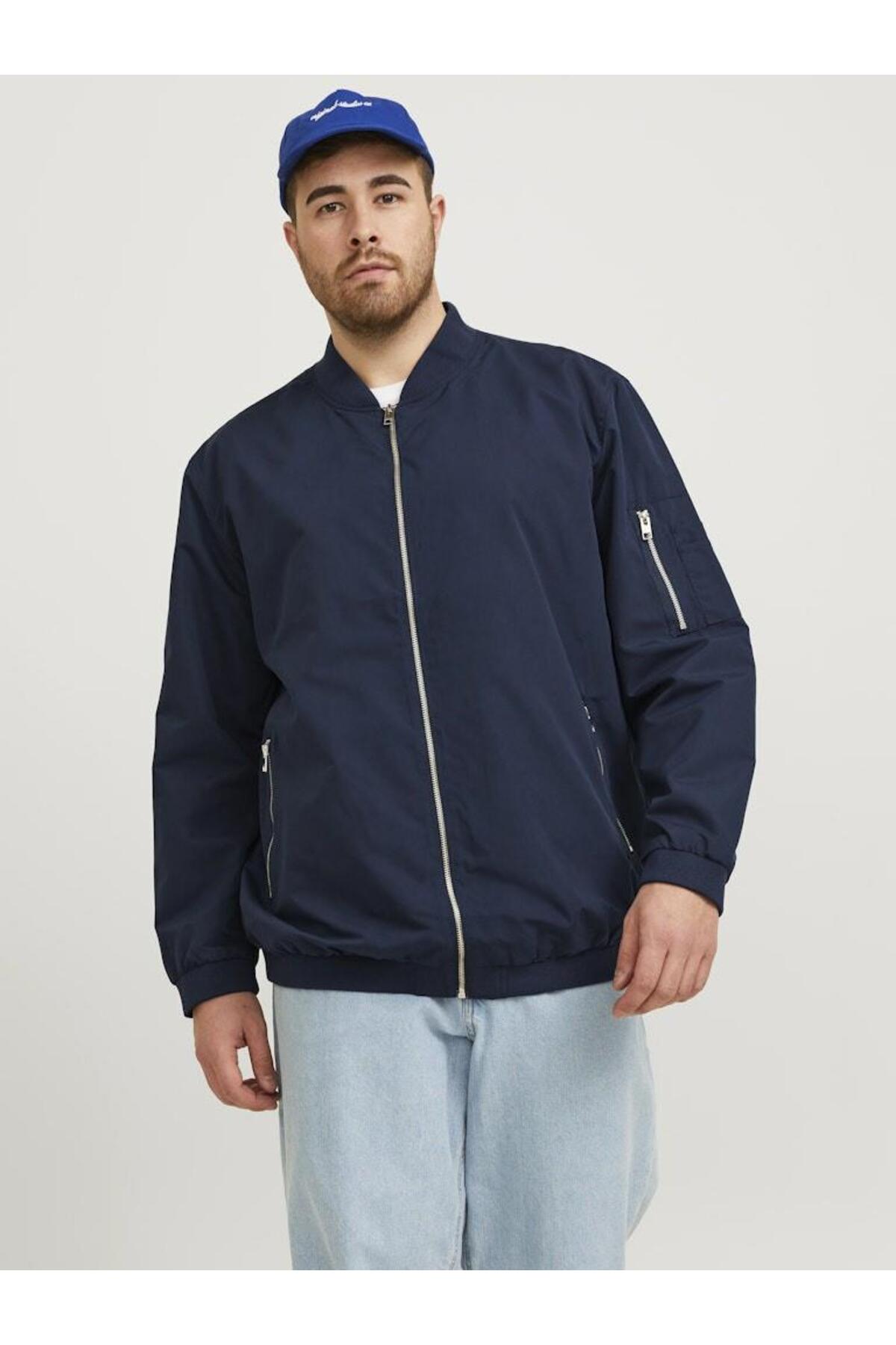 Jack & Jones Rush Erkek Büyük Beden Bomber Mont 12173990 - Koyu Lacivert