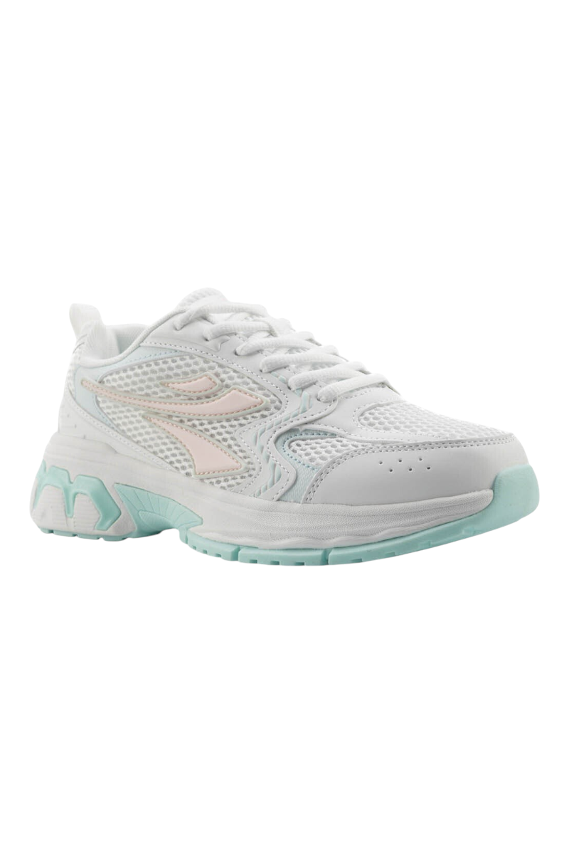 Sporline Lumberjack kadın beyaz sneaker, tekstil ve PU karışımlı, pastel detaylı günlük spor ayakkabı.