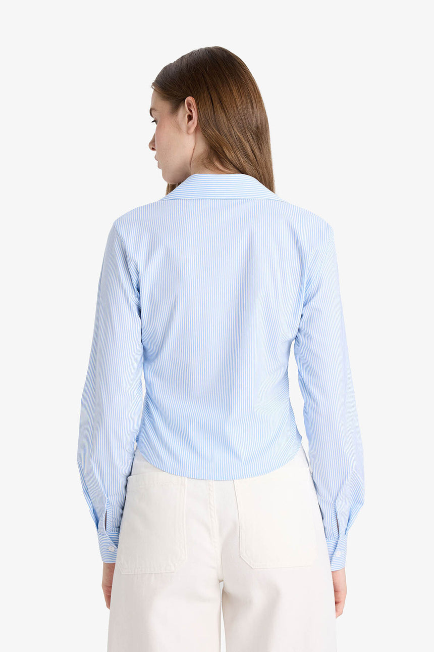 Defacto Kadın Long Sleeve Shirt D4013AX - Mavi