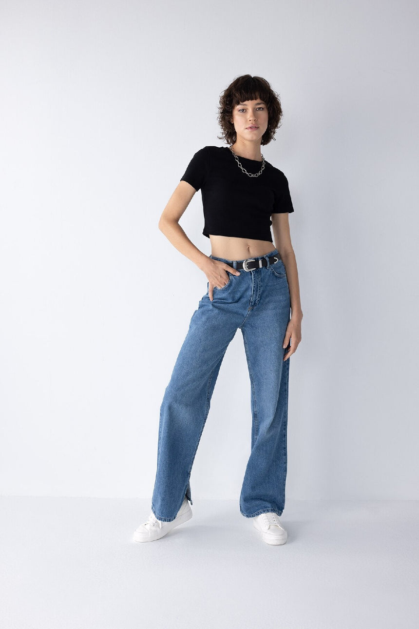 Defacto Kadın Short Sleeve T-Shirt T9631Az - Siyah