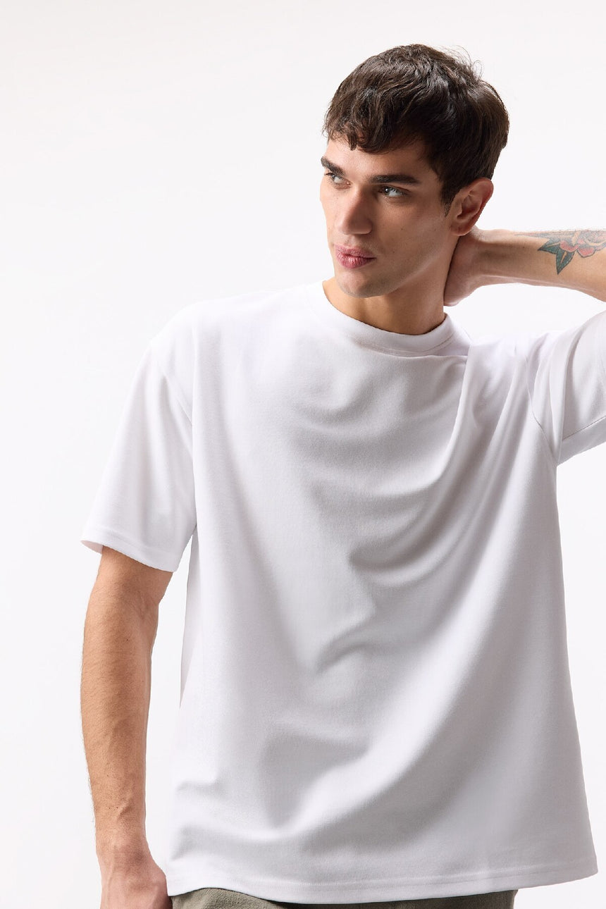 DeFacto V7699AZ Erkek T-Shirt - Kırık Beyaz