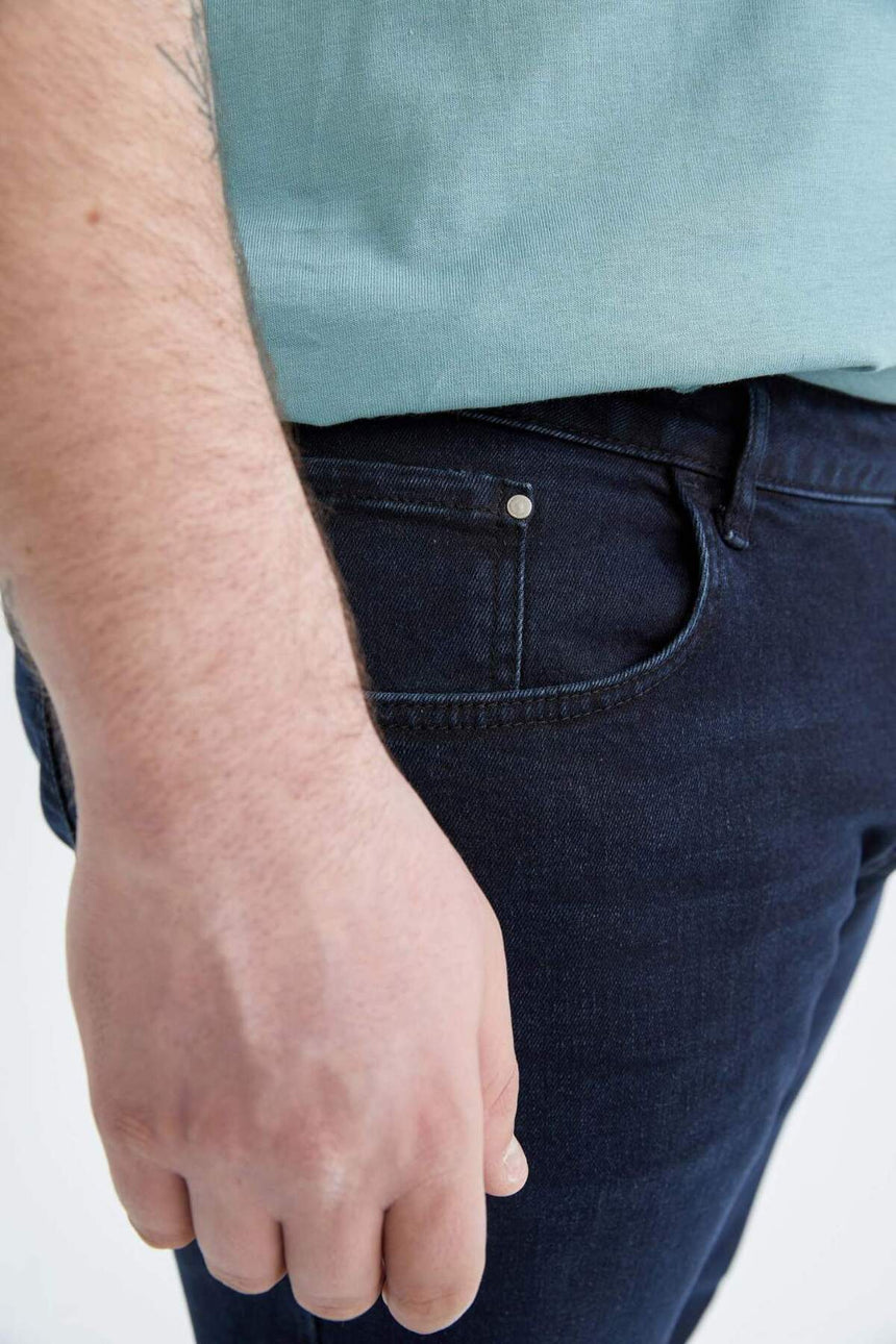 DeFacto W7086AZ Erkek Jean Pantolon - Mavi / Siyah