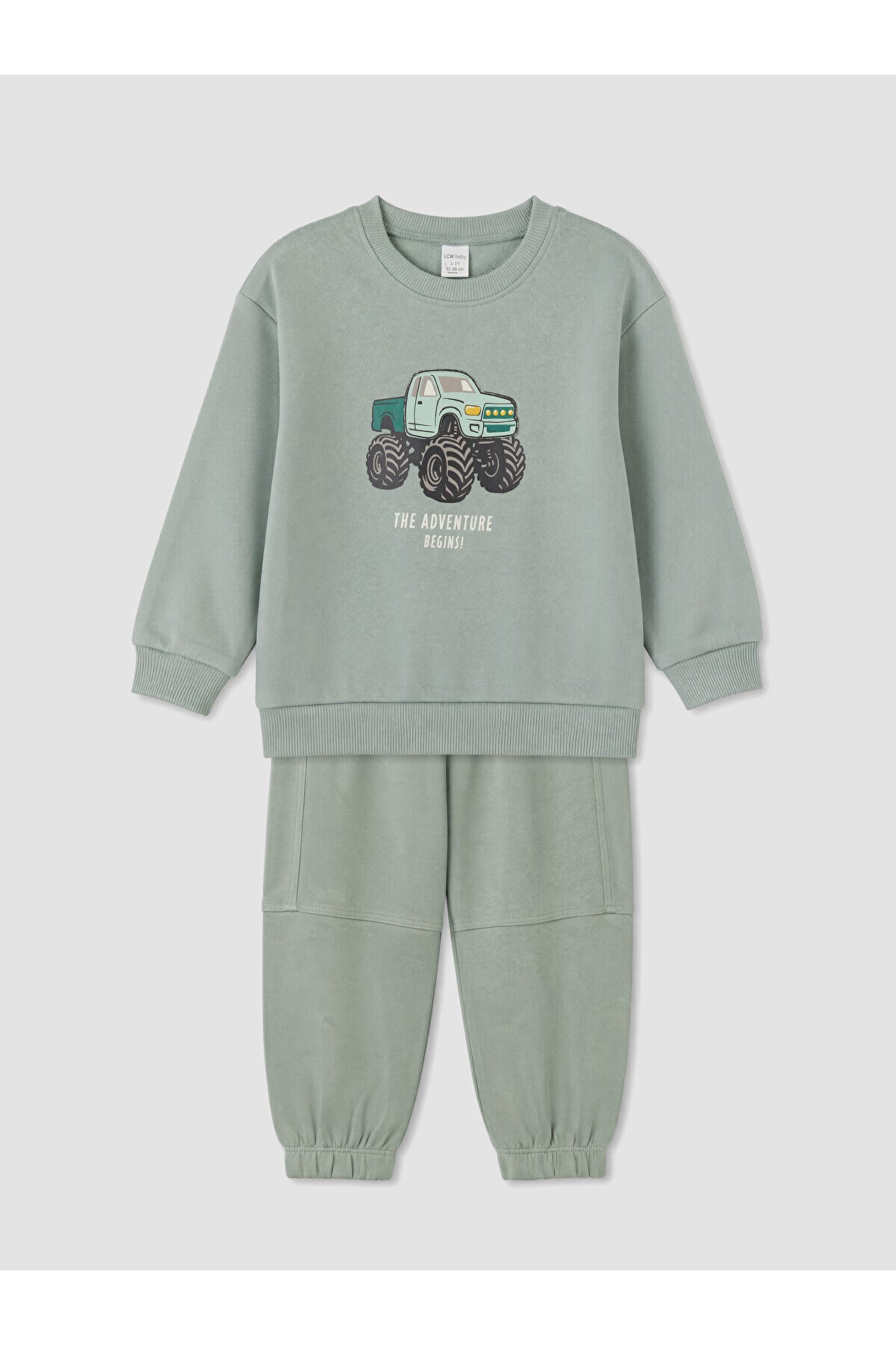 LC Waikiki Erkek Bebek Sweatshirt Pantolon Takımı W64217D1 - Pastel Yeşil