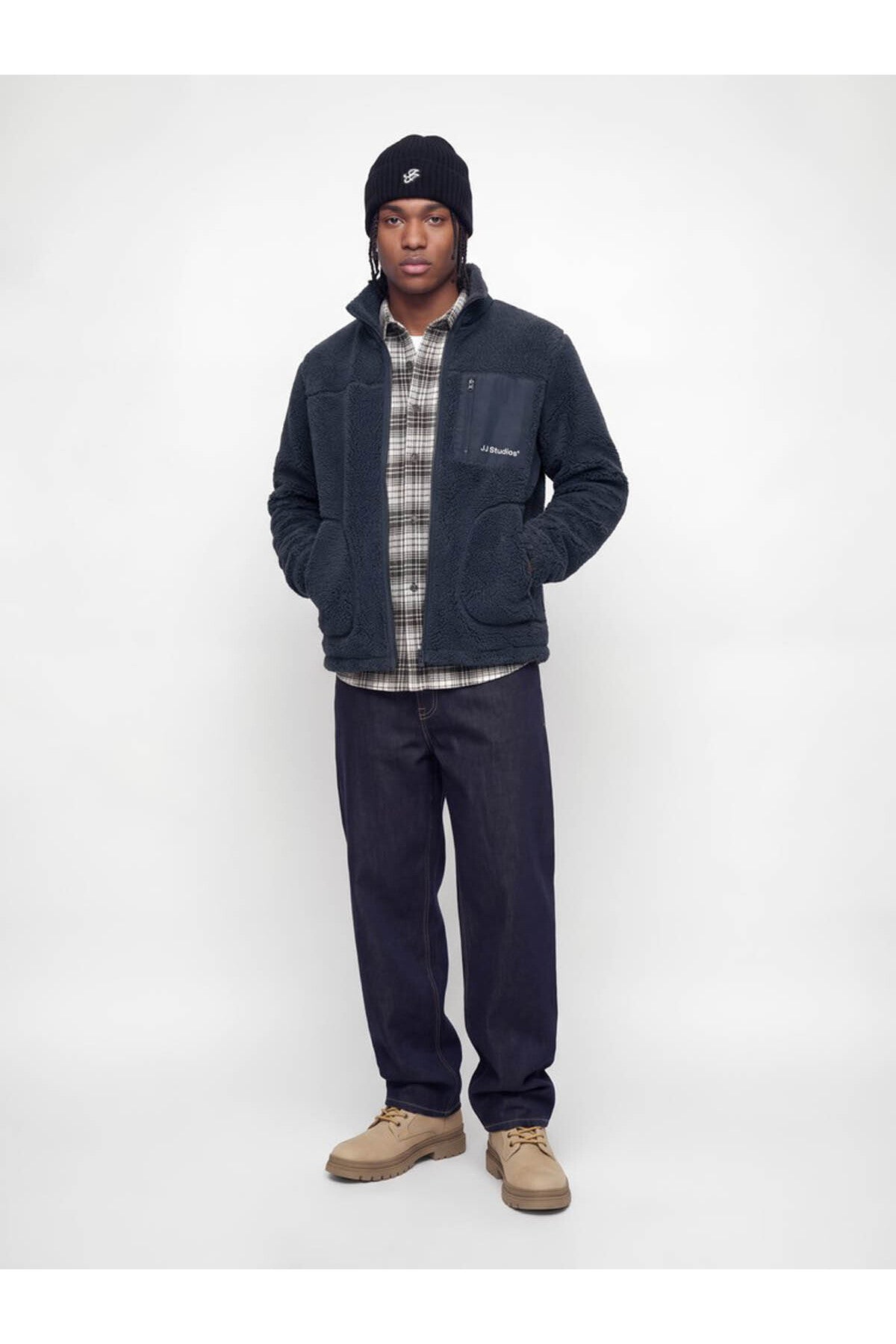 Jack & Jones Soho Erkek Peluş Mont 12299491 - Koyu Gri
