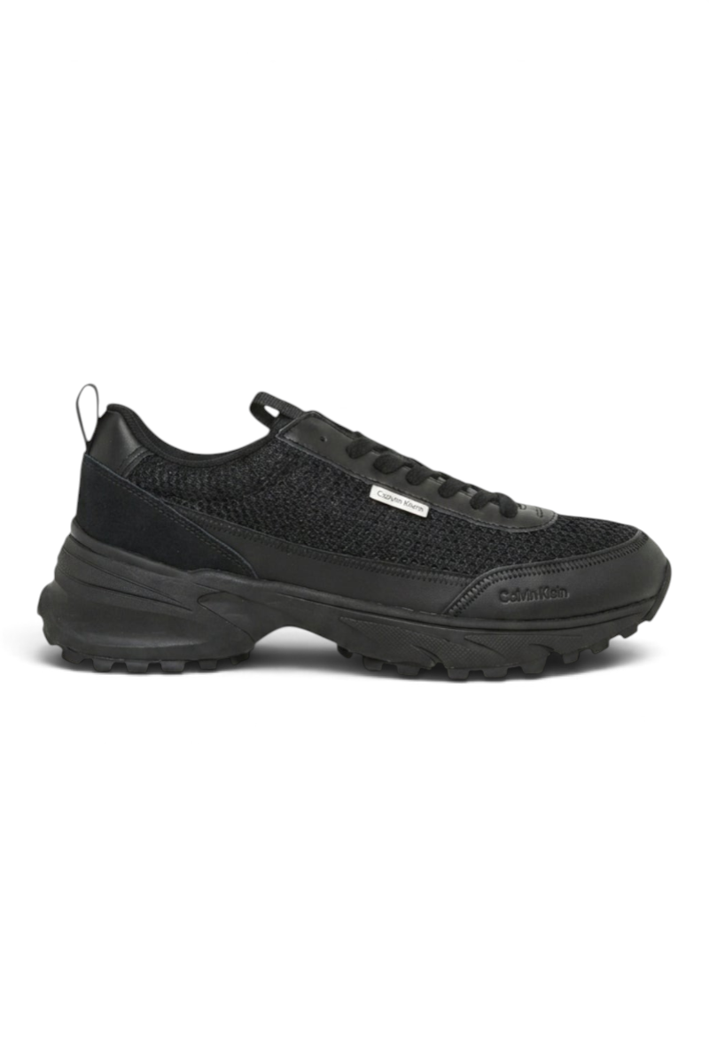 Sporline Calvin Klein siyah polyester erkek sneaker, yan profilden görünüm
