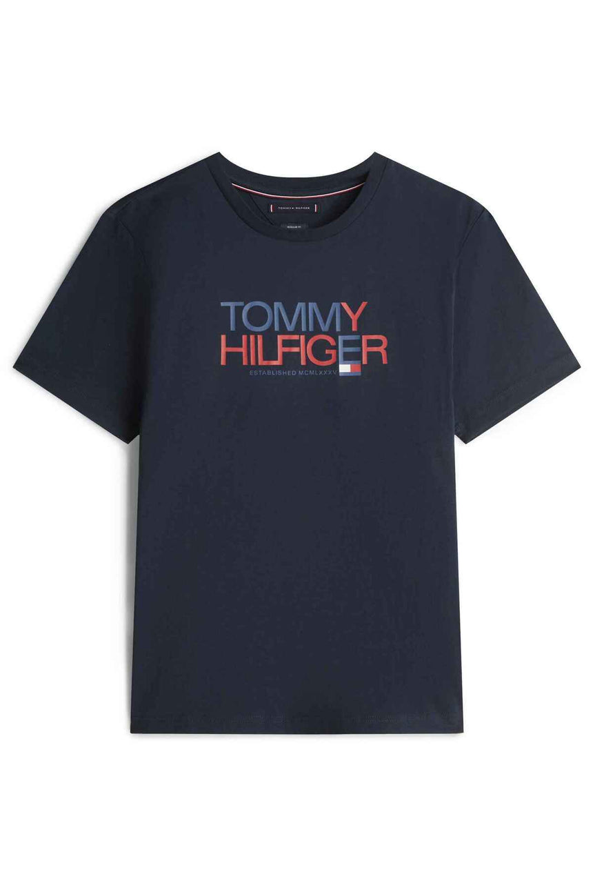 Tommy Hilfiger Erkek BRAND LOVE BIG TEXT TEE MW0MW42369DW5 - Koyu Lacivert