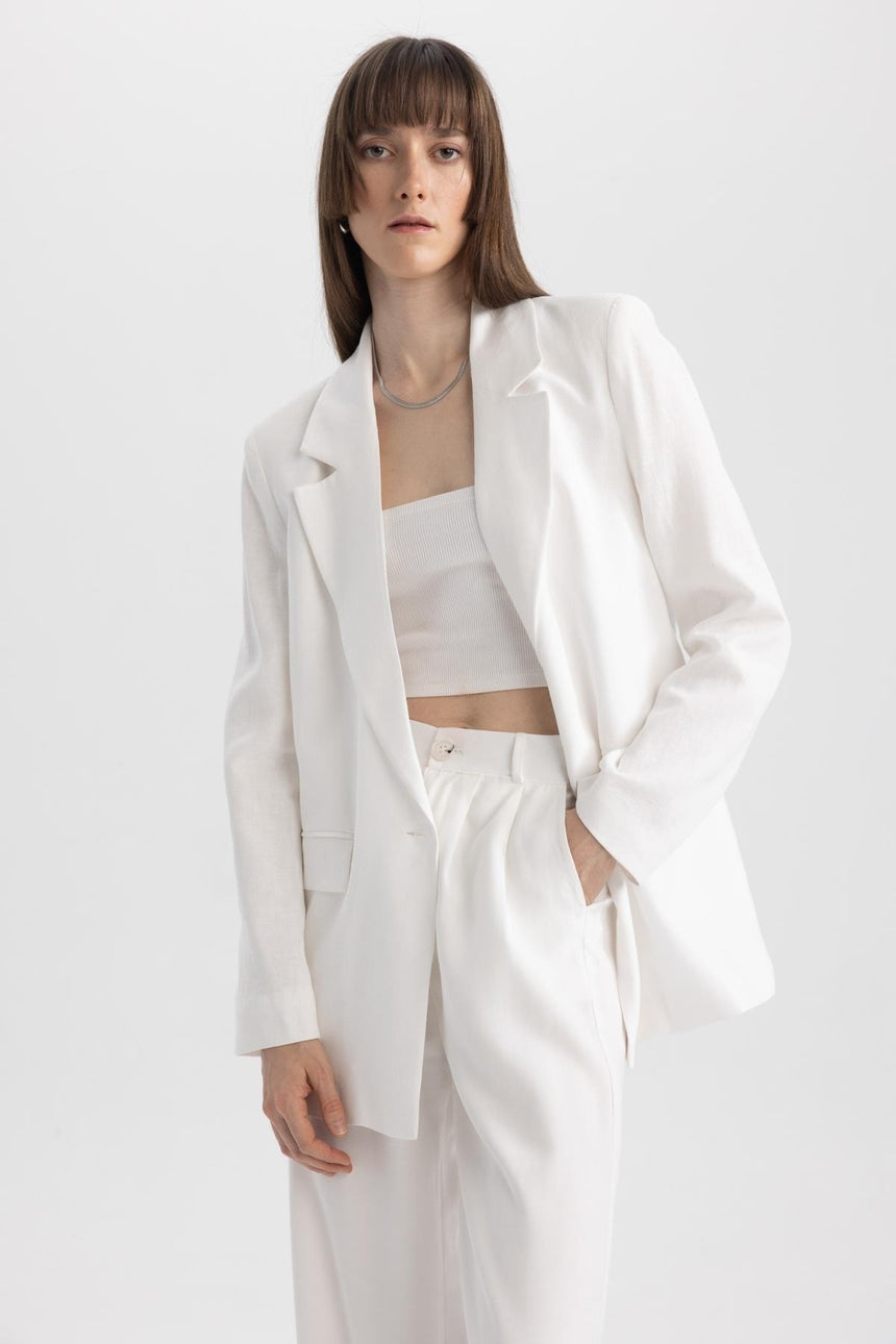 DeFacto Z2536AZ Kadın Blazer Ceket - Beyaz