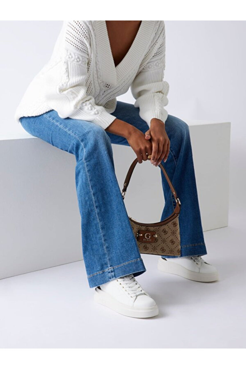 Guess Kadın Elbina Sneaker Fljelb - Beyaz/ Kahverengi