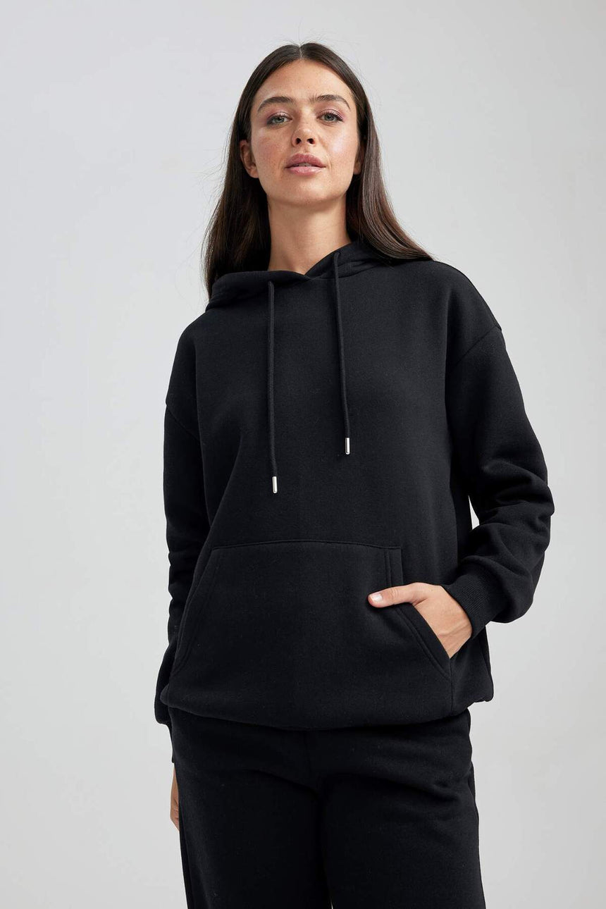 Defacto Kadın Sweat Shirt W8071Az - Siyah