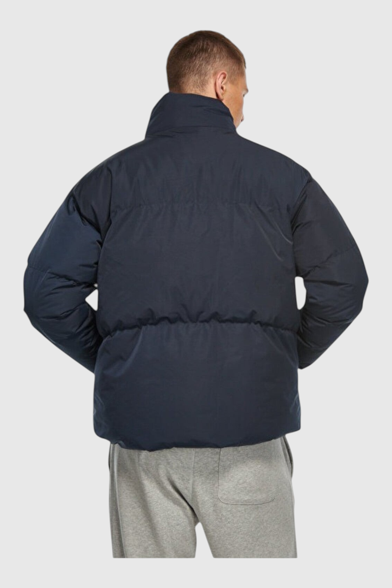 Sporline New Balance unisex lacivert polyester şişme mont, arkadan görünüm