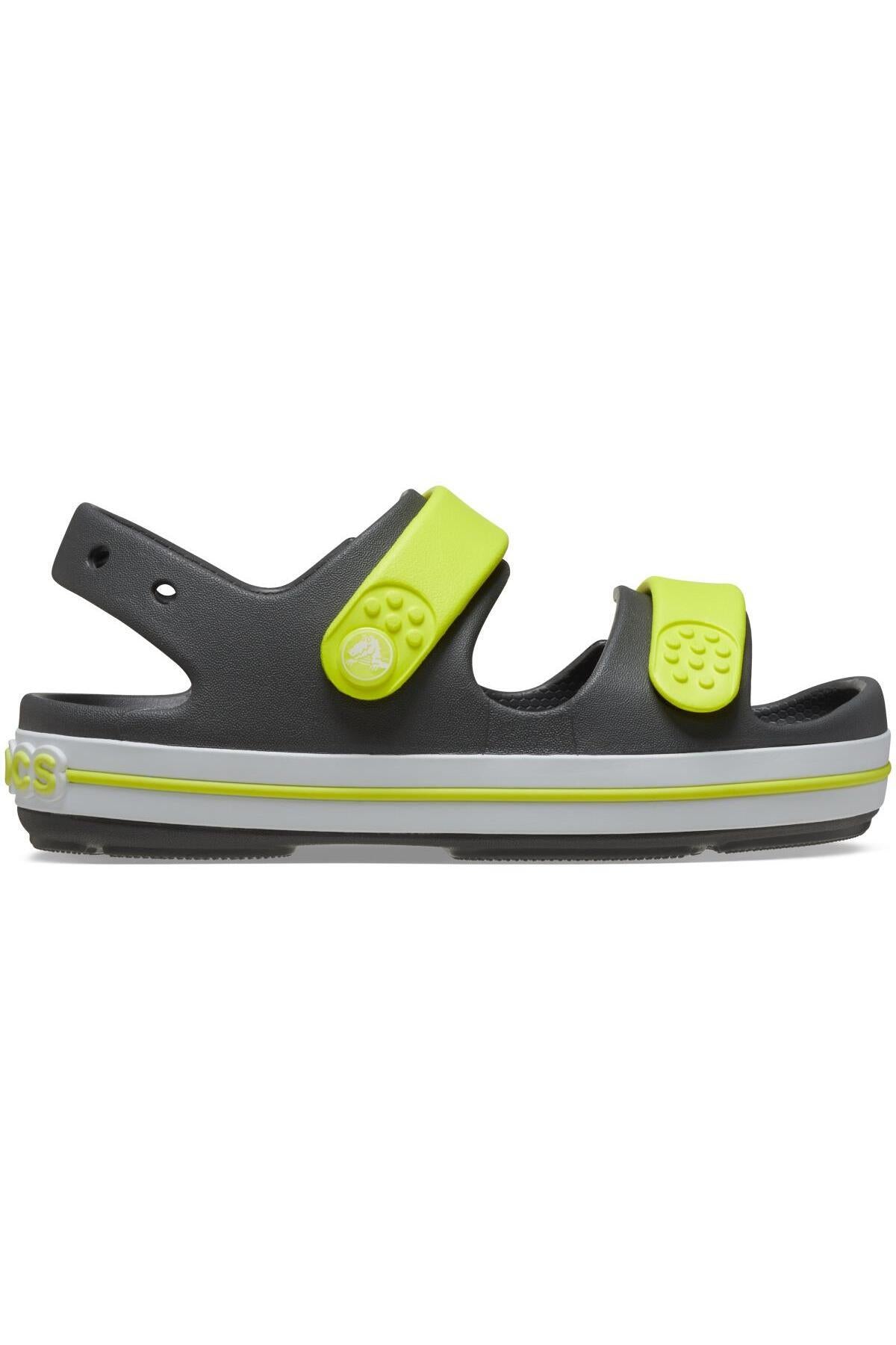 Crocs Crocband Cruiser Sandal 209423 Çocuk Sandalet - Koyu Gri Yeşil Sarı