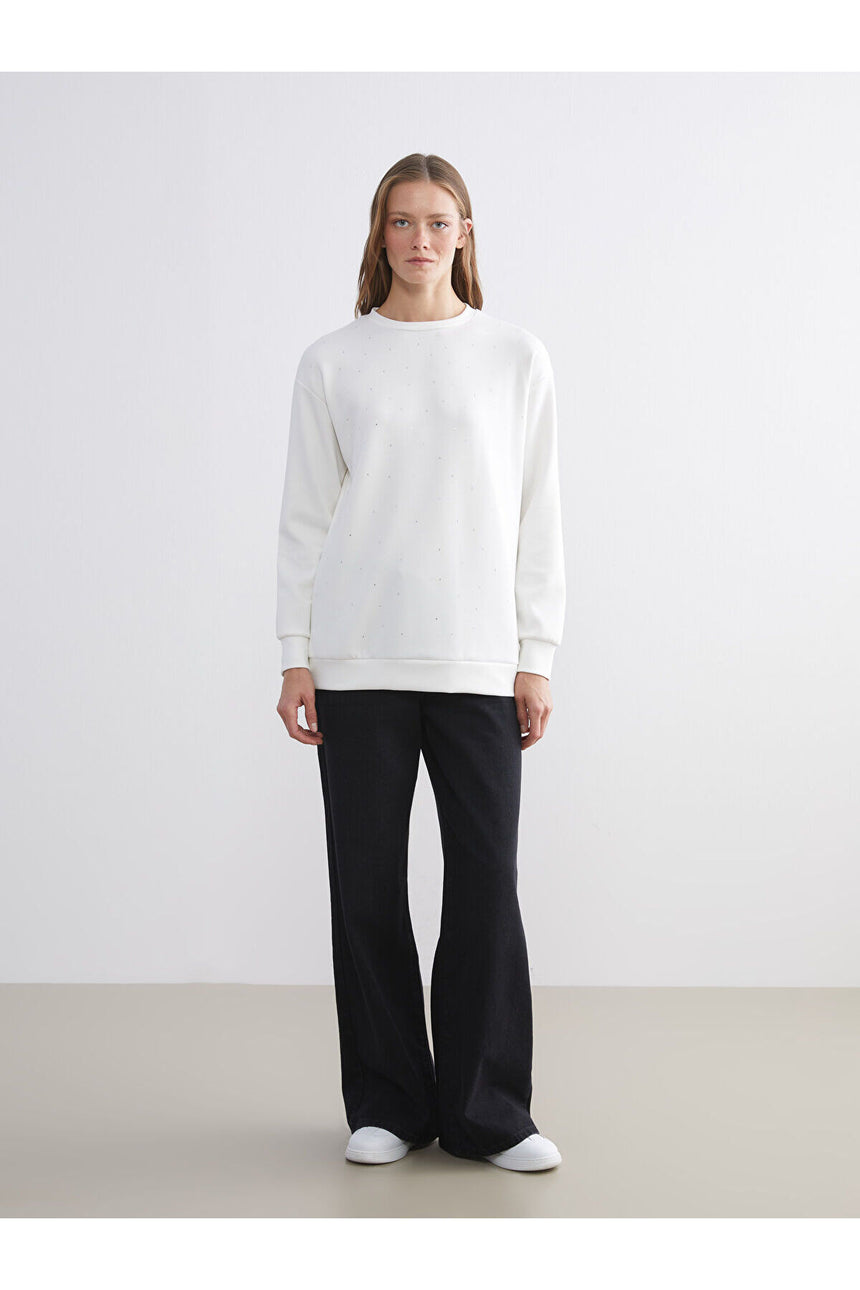 LCW KADIN W5LE48L8 SWT,GENOVA-TAS-SWEAT - Ekru
