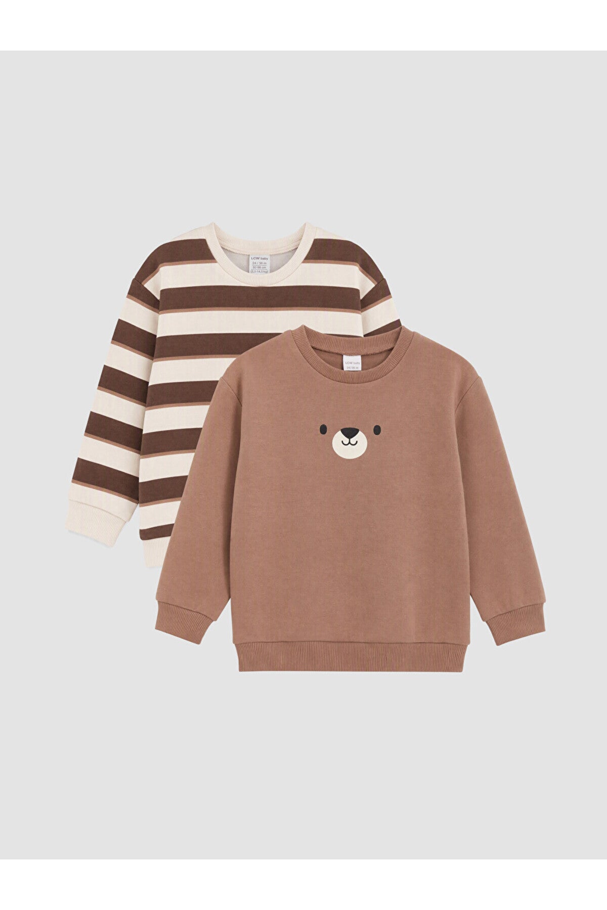 LC Waikiki Erkek Bebek 2'li Sweatshirt W65884D1 - Açık Kahverengi