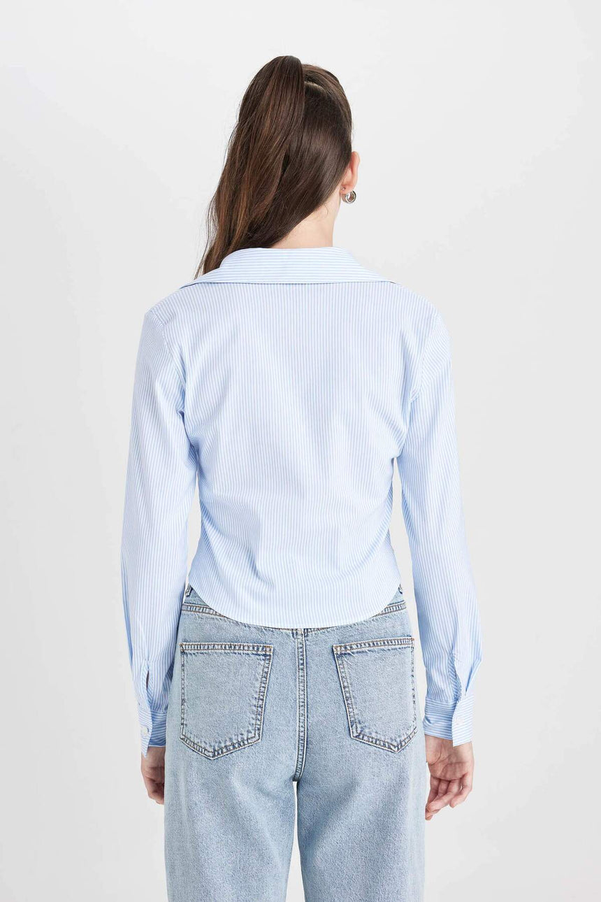 Defacto Kadın Woven Top D4013AX - Mavi