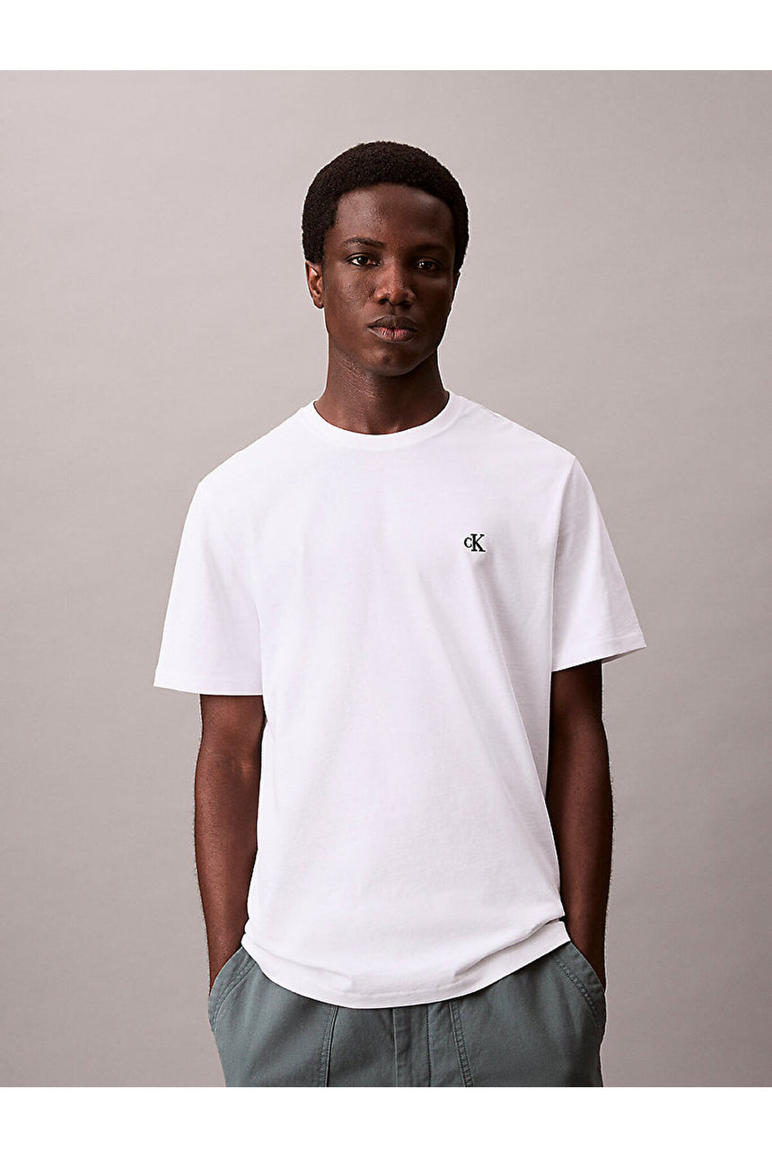 Calvin Klein Erkek SS EASY MONOGRAM TEE LV04RC275G - Beyaz