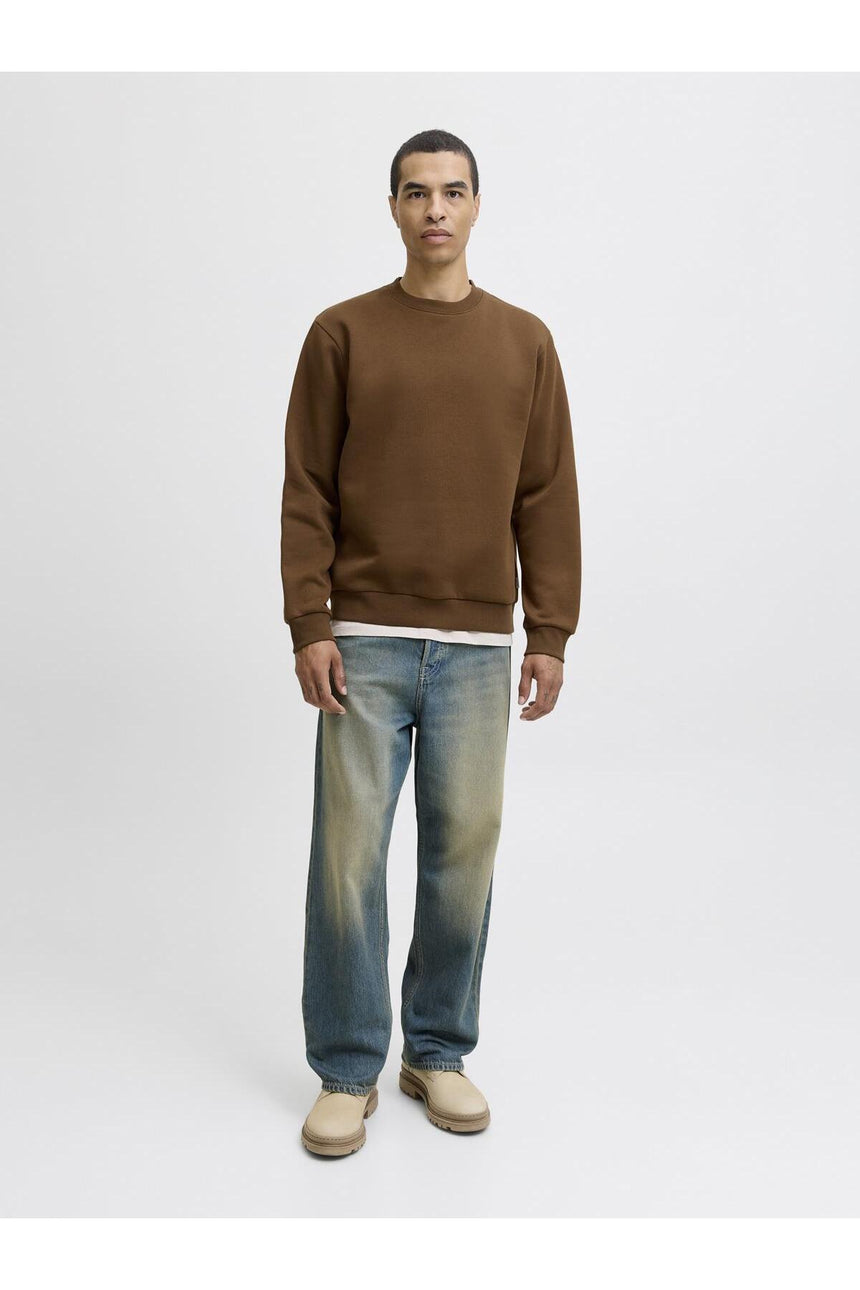JACK&JONES JJEBRADLEY SWEAT CREW NOOS 12249341 - Kahverengi/ Turuncu