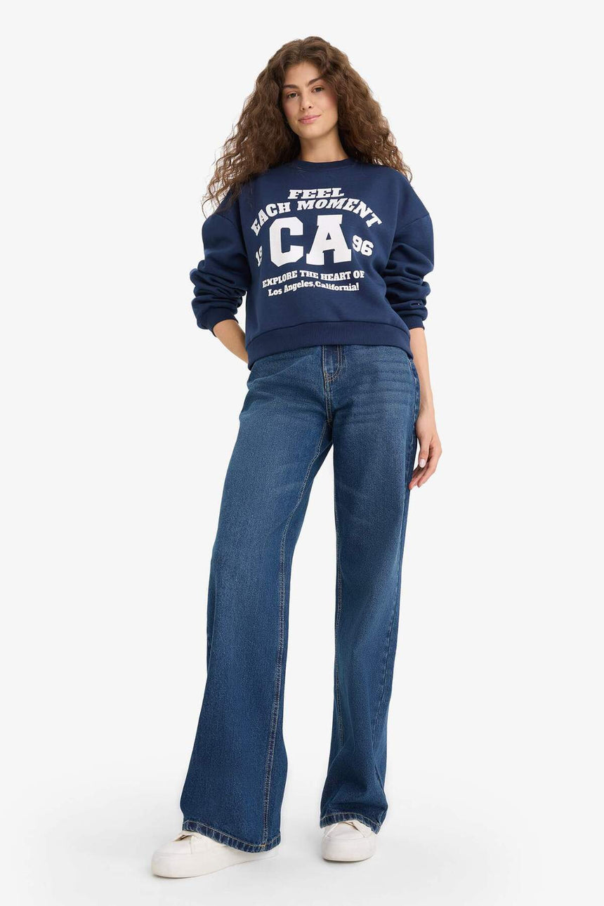 DeFacto Kadın Sweatshirt E8746AX - Koyu Lacivert