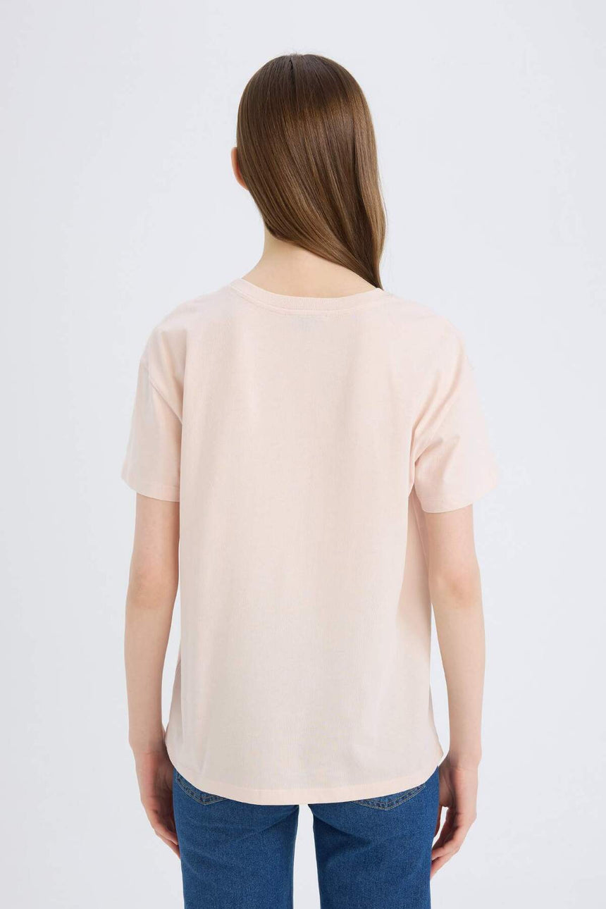 Defacto Kadın Short Sleeve T-Shirt E0720Ax - Açık Pembe