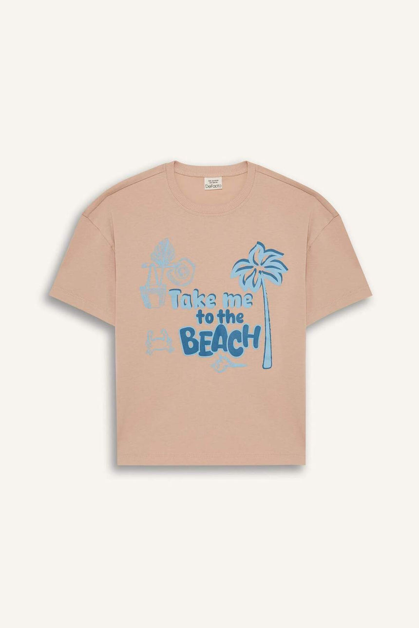 Defacto Çocuk Short Sleeve T-Shirt E0389A8 - Pembe