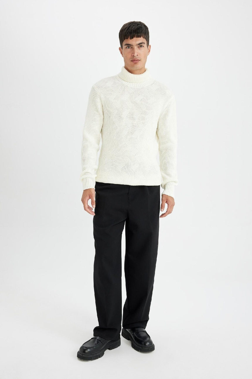 Defacto Erkek Pullover A9517Ax - Kırık Beyaz